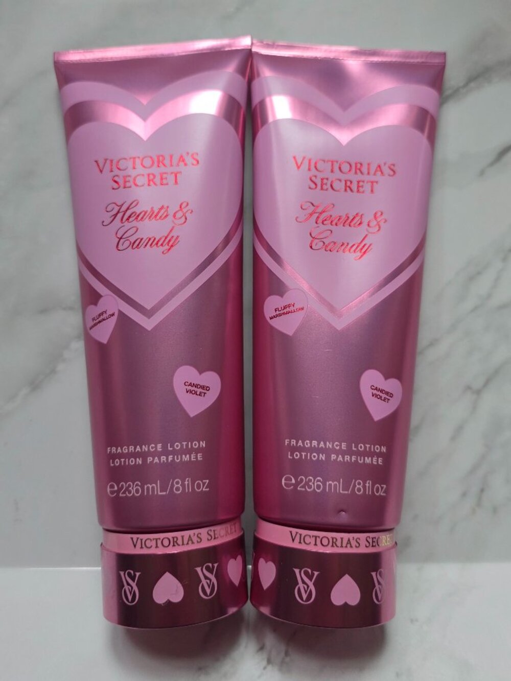 2 x Victoria's Secret HEARTS & CANDY Body Lotion (8 oz. each)